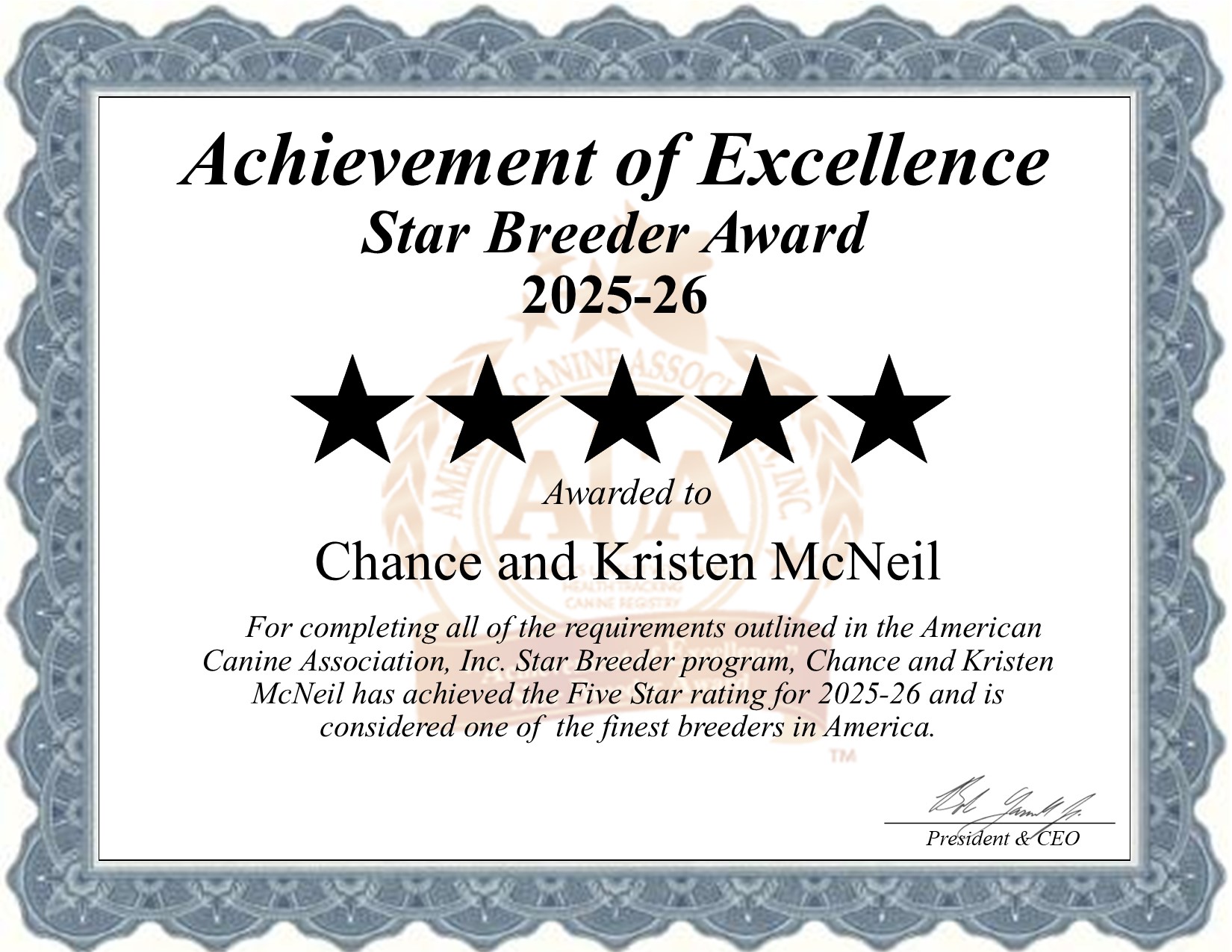 Chance & Kristen, Mcneil, dog, breeder, star, certificate, Chance & Kristen-Mcneil, Harrisburg, SD, South Dakota, puppy, dog, kennels, mill, puppymill, usda, 5-star, aca, ica, registered, French Bulldog